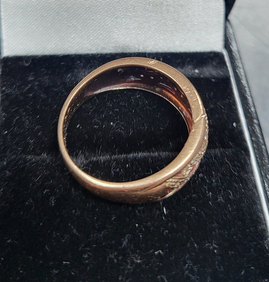 9ct Rose Gold Ring With .15 Dia Stones - 3.31G - Size P