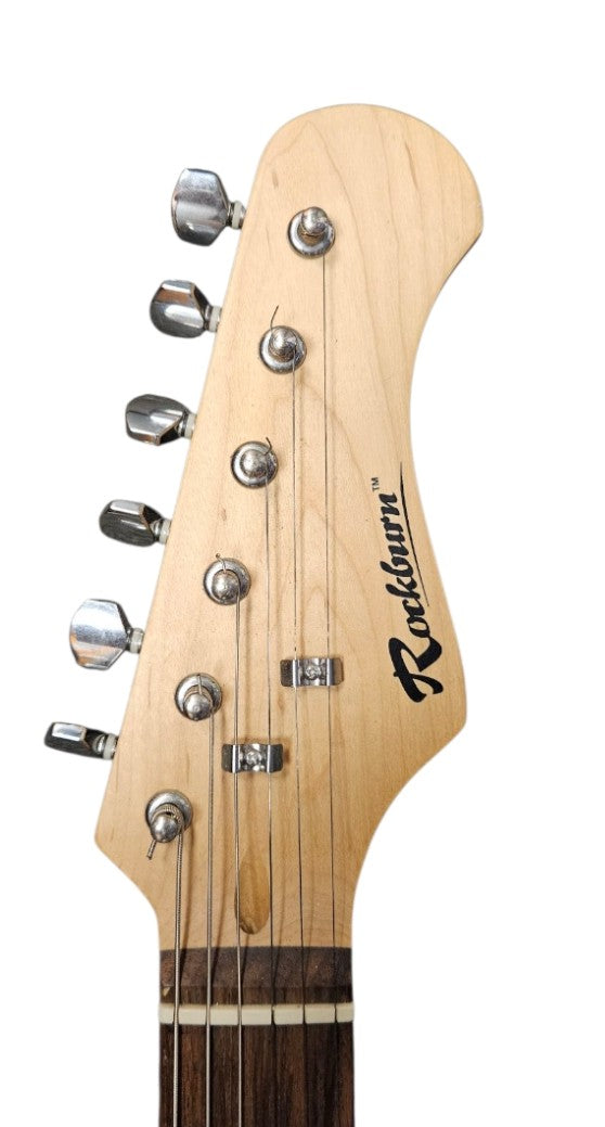 Rockburn Stratocaster Guitar - Black/White with soft case COLLECTION ONLY