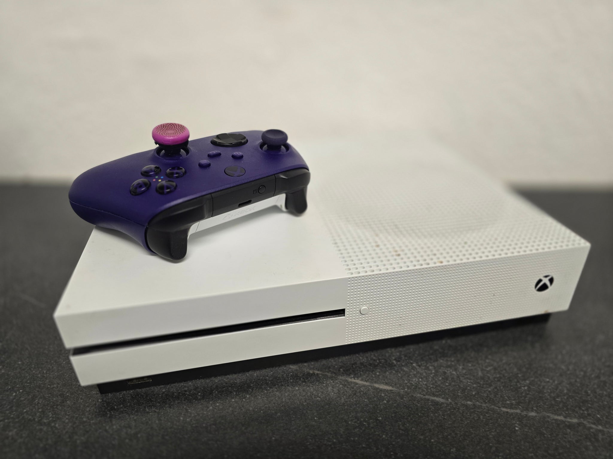 Xbox One S - White  with purple controller