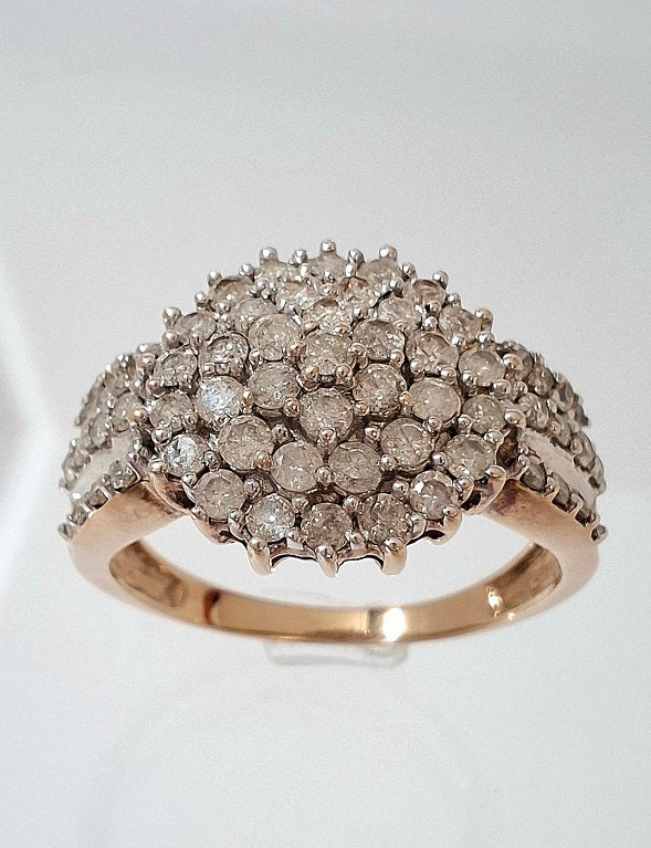 9 Carat Gold Diamond Cluster Ring Size P