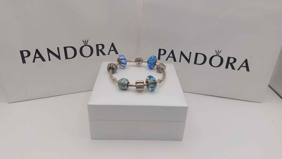 Pandora Bracelet plus 7 Charms Boxed 925 50.3g