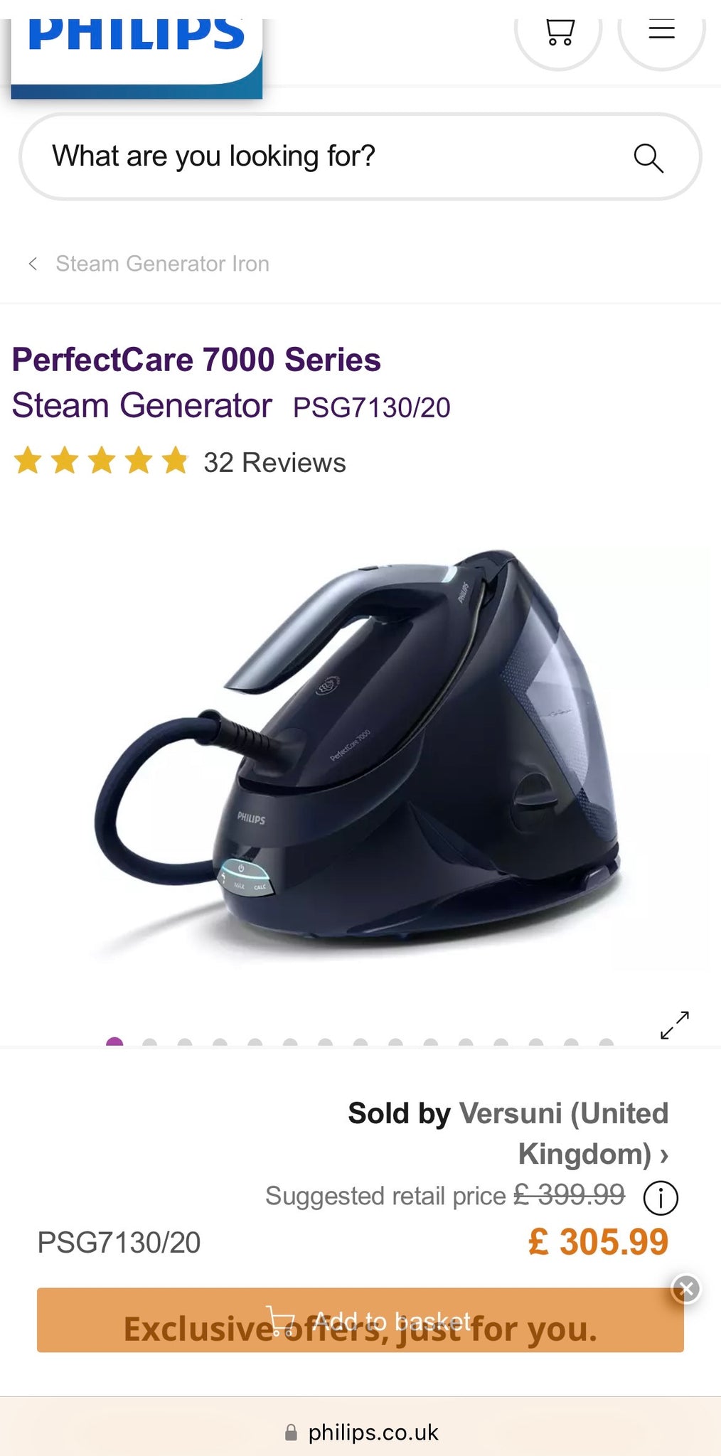 Philips PerfectCare 7000 PSG7030/20 Steam Generator Iron - Blue