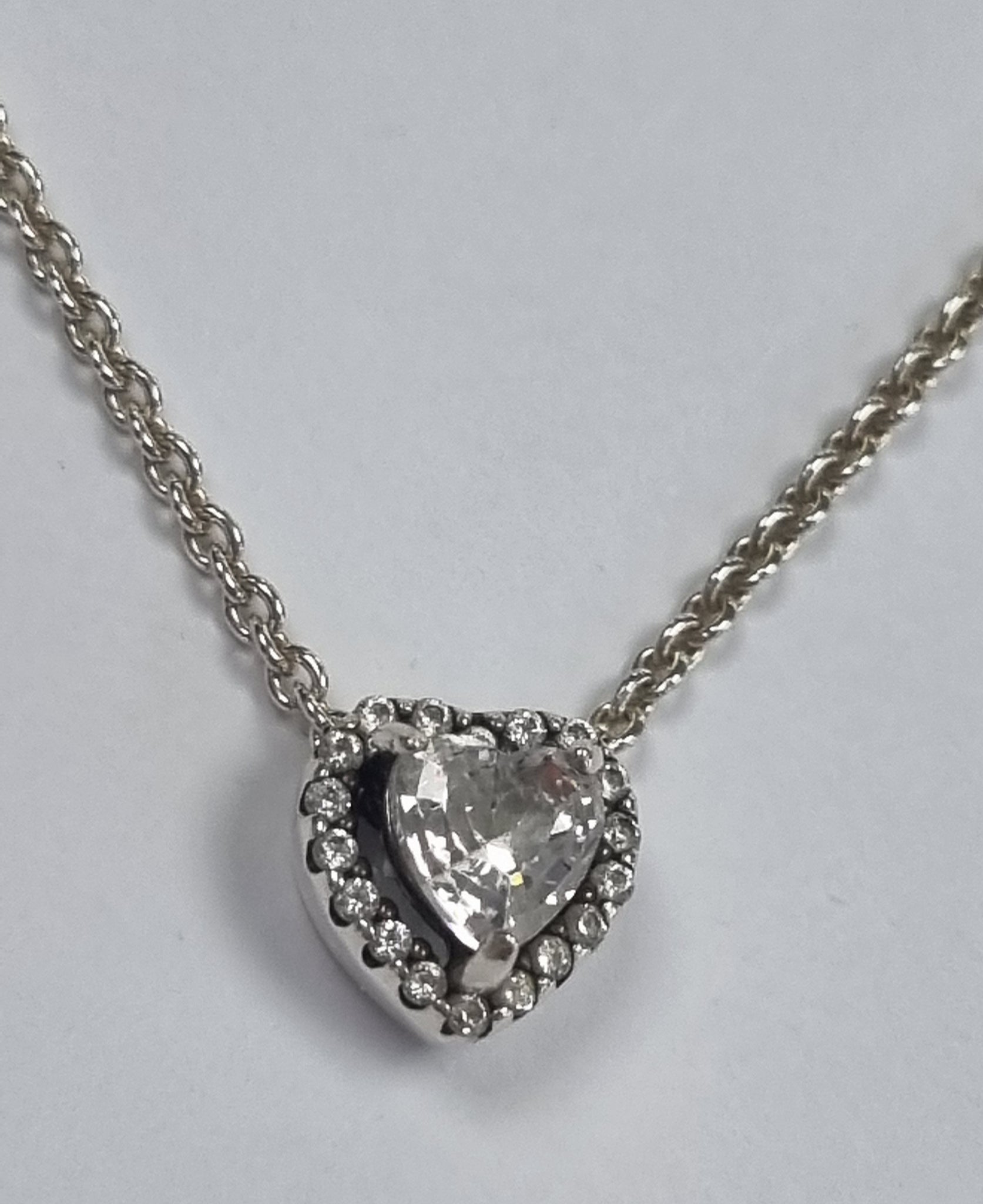 Pandora silver elevated heart necklace 18"