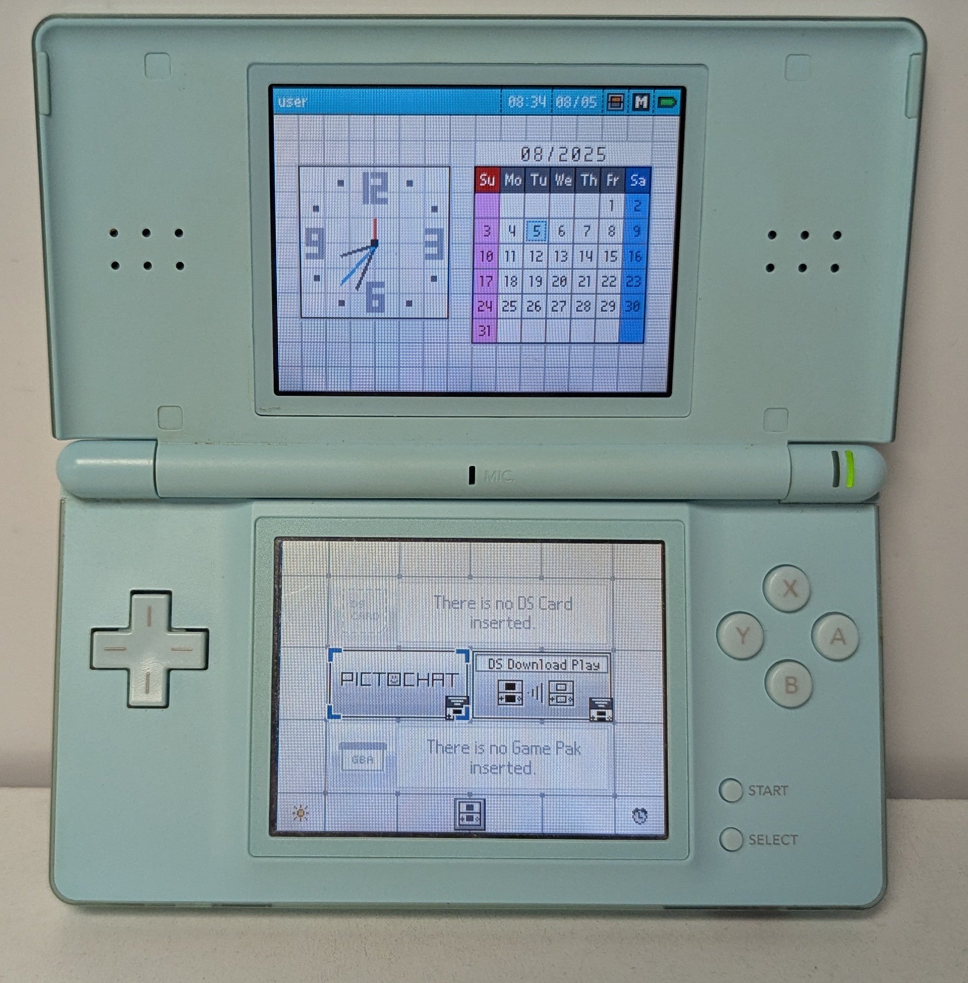 Nintendo DS Lite Ice Blue Console & 3 Games (1 Unboxed)