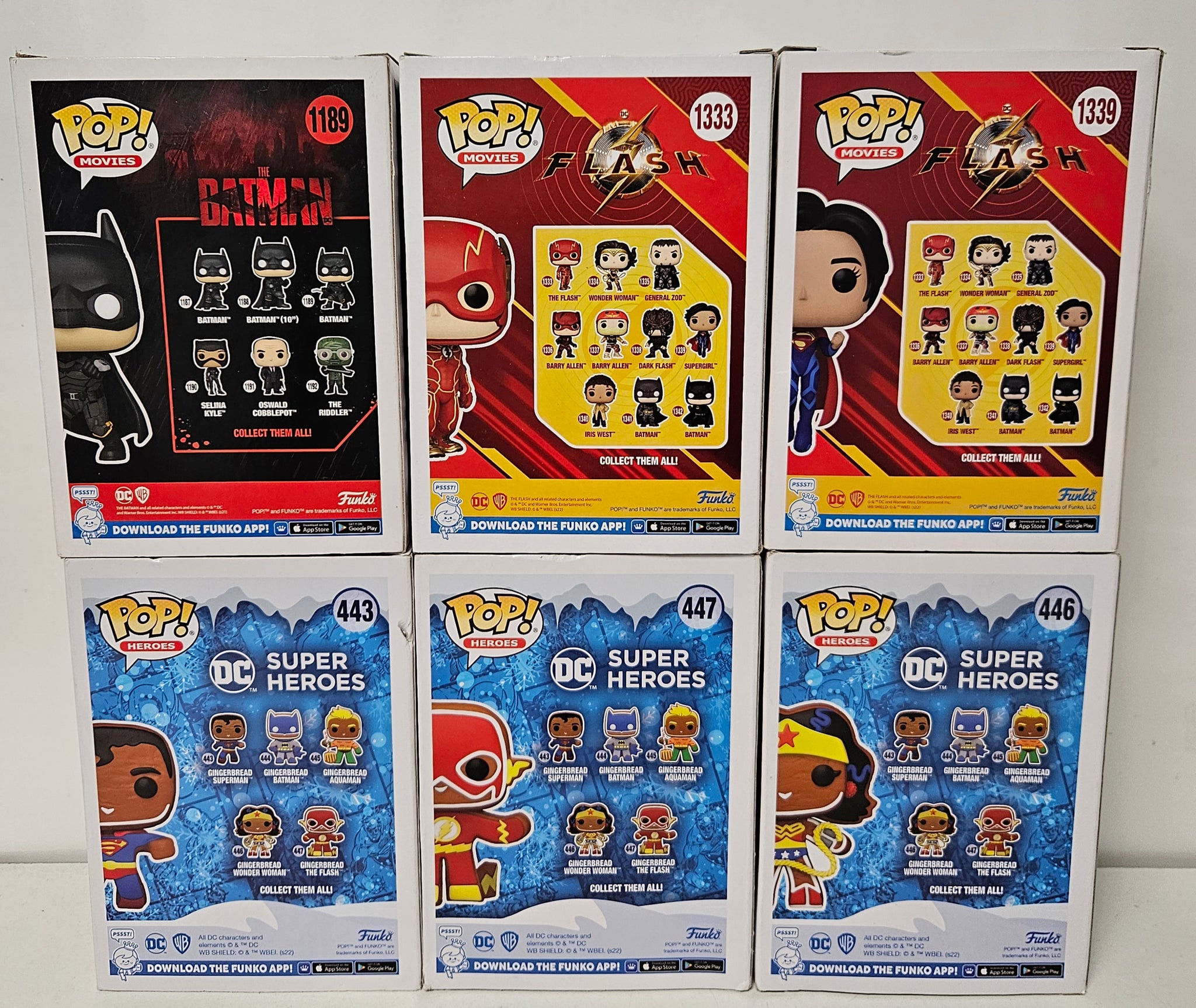 *Collection Only* Funko Pop DC Heroes 6 Pack. Batman, Superman, The Flash, Supergirl, Wonder Woman