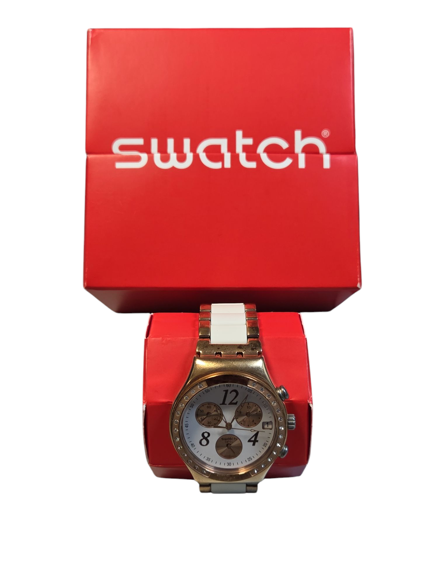 *Sale*Ladies Swatch DreamWhite Rose Chronograph Watch YCG406G