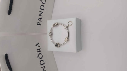 Pandora Bangle plus 3 Charms Boxed 925 **4th hand Charm nor Pandora**