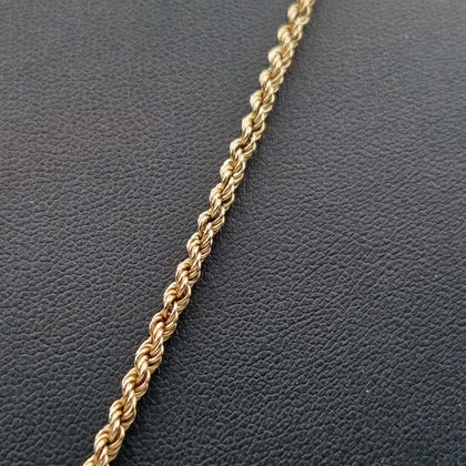 9ct Yellow Gold Rope Chain Necklace With Ingot Pendant - 22