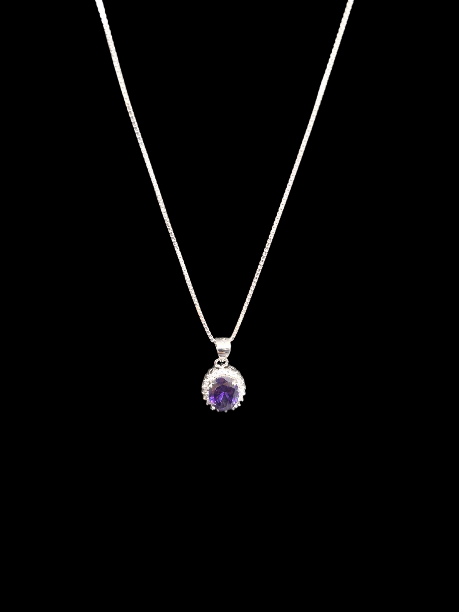 NEW OTHER SILVER CHAIN WITH PURPLE STONE CZ ,925, WEIGHT 4.21 , LENGHT 24"