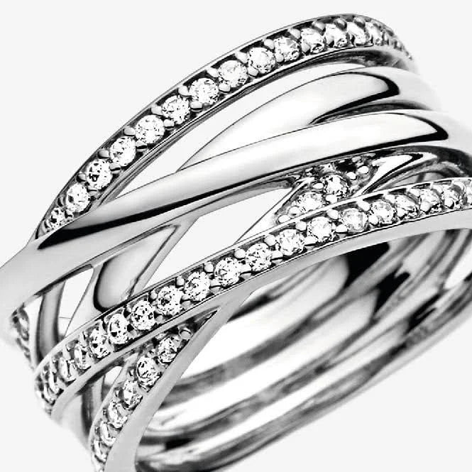 Pandora Braided Crystal Ring - Size-O-P