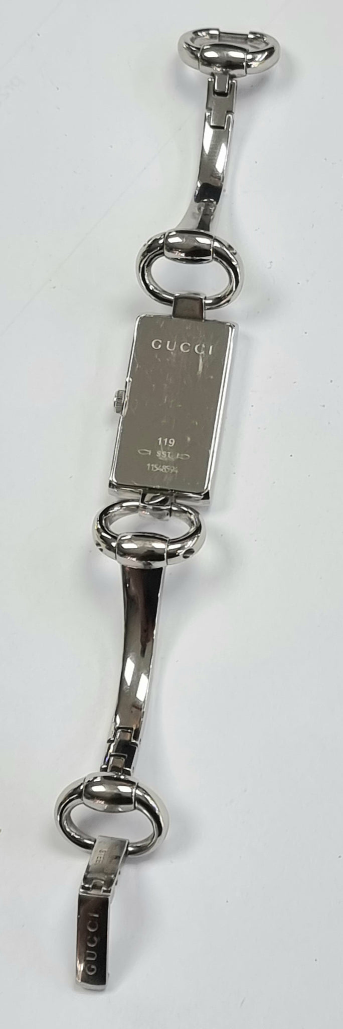 GUCCI 119 TORNAVONI LADIES WRISTWATCH SILVER STAINLESS STEEL RECTANGULAR CASE