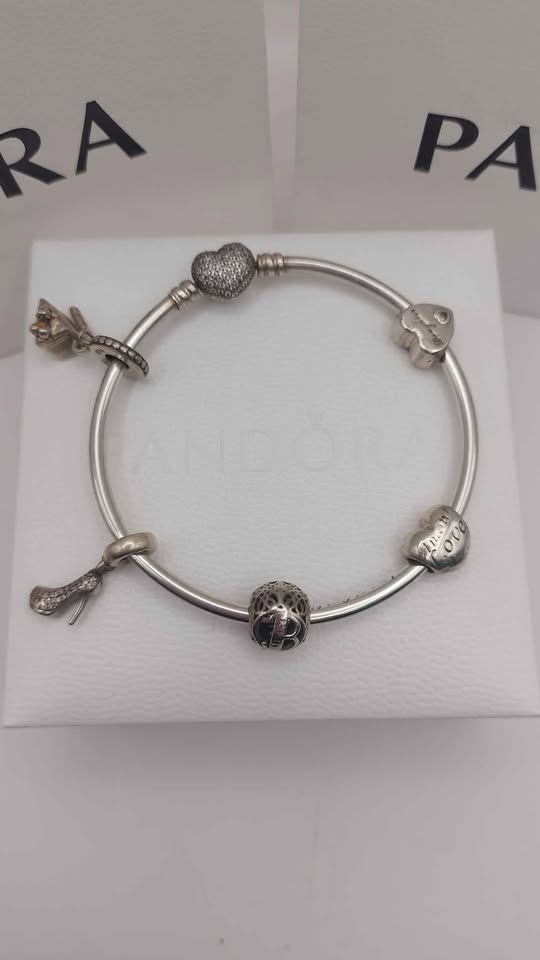 Pandora Bangle plus 5 Charms Boxed 925