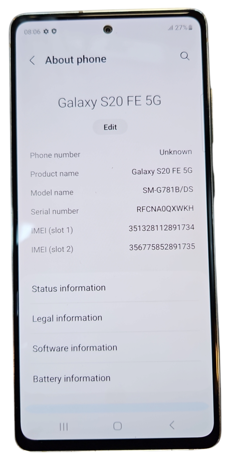 *Sale*Samsung Galaxy S20 Fe - 128 GB, Cloud White