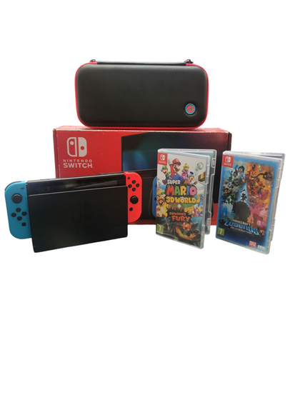 Nintendo Switch - Boxed with Case + 2 Games