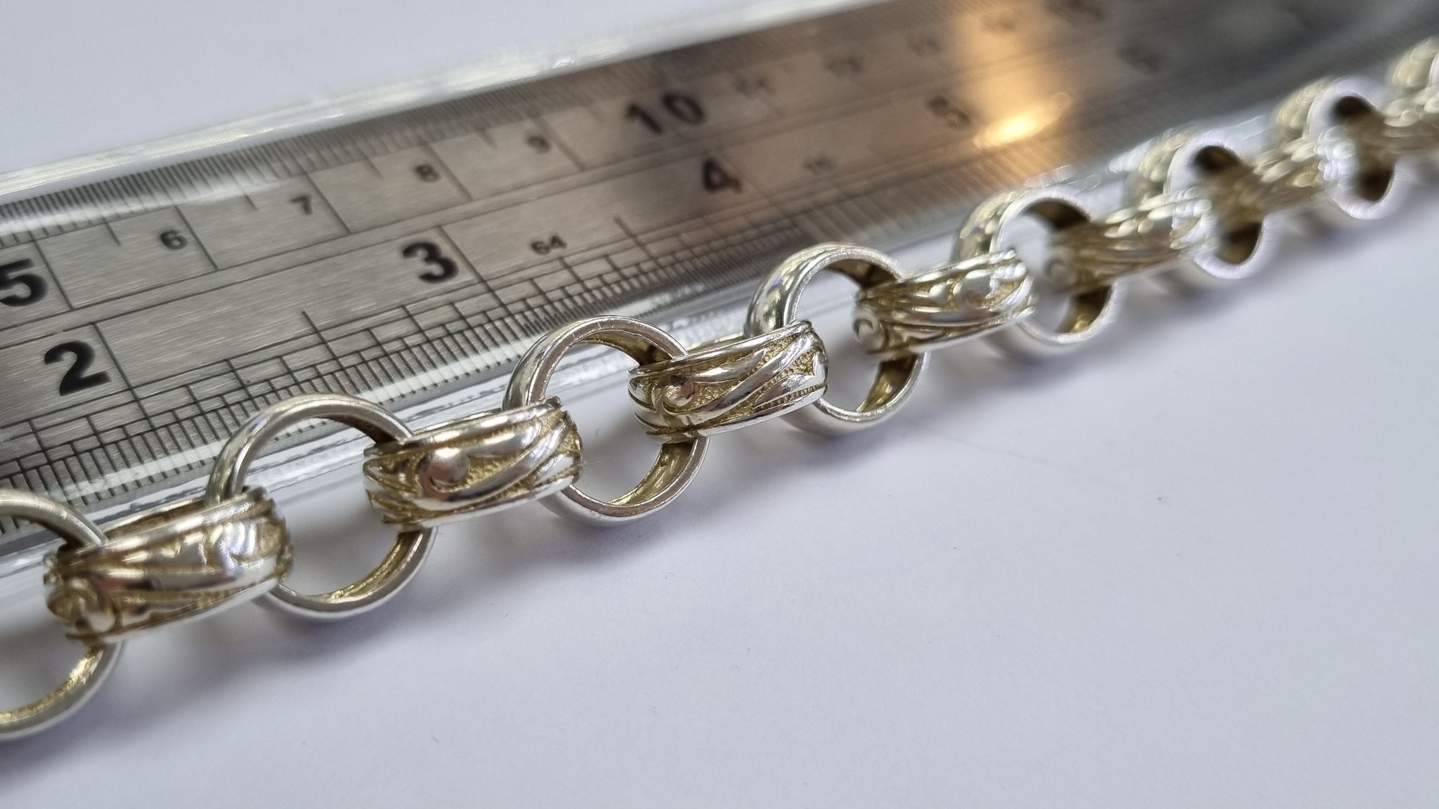 Silver Belcher bracelet 9"