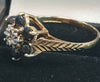 9ct Yellow Gold Ring With Clear And Blue/Black Stones - 1.9G - Size O. Hallmarked