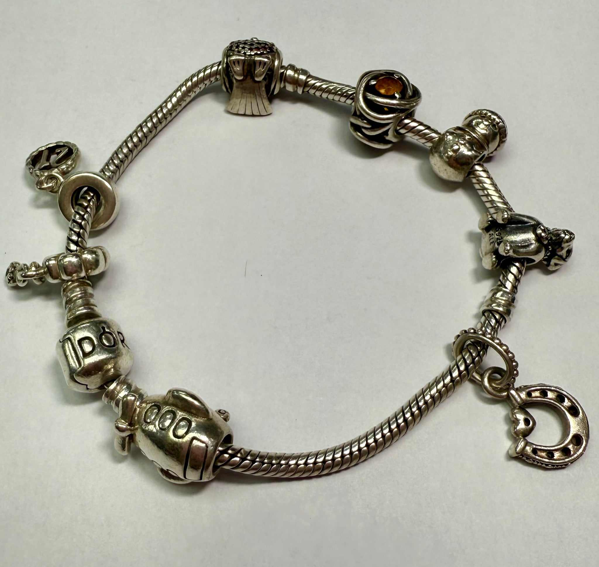 Pandora Bangle With 8 Charms - Boxed