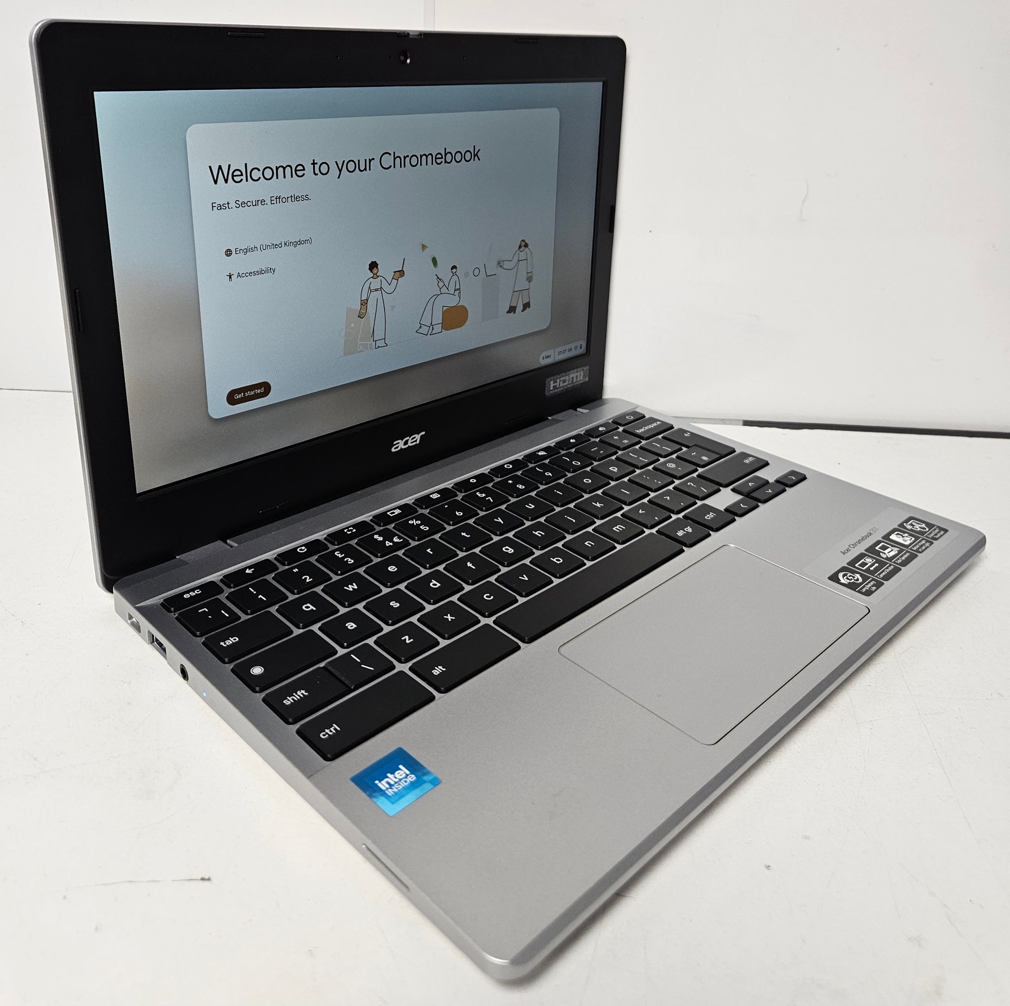 Acer Chromebook 11" HD IPS Intel Processor N100 4GB RAM 64GB eMMC - Silver
