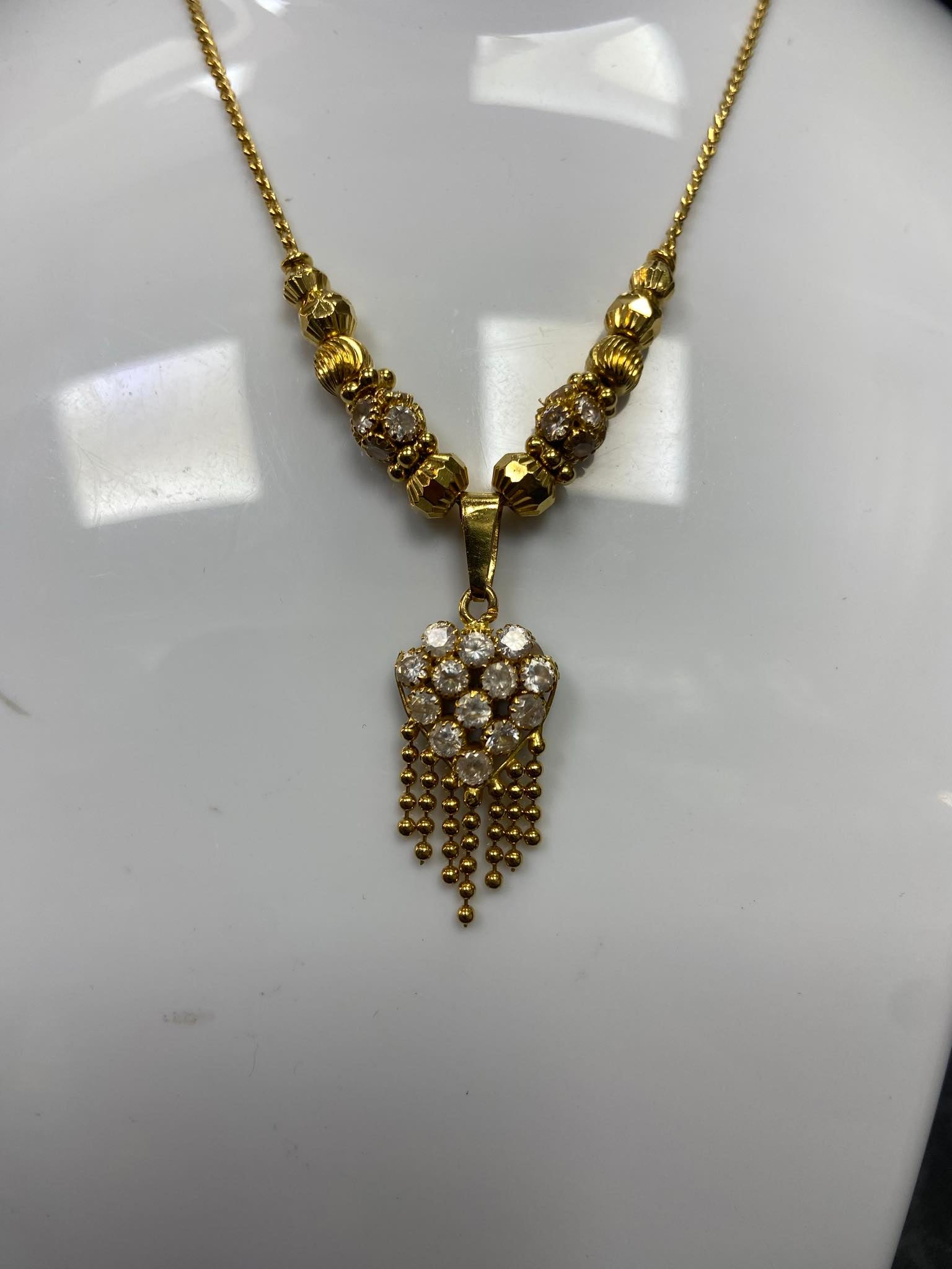 22ct Gold Chain and C/Z Pendant 11.42g 16"