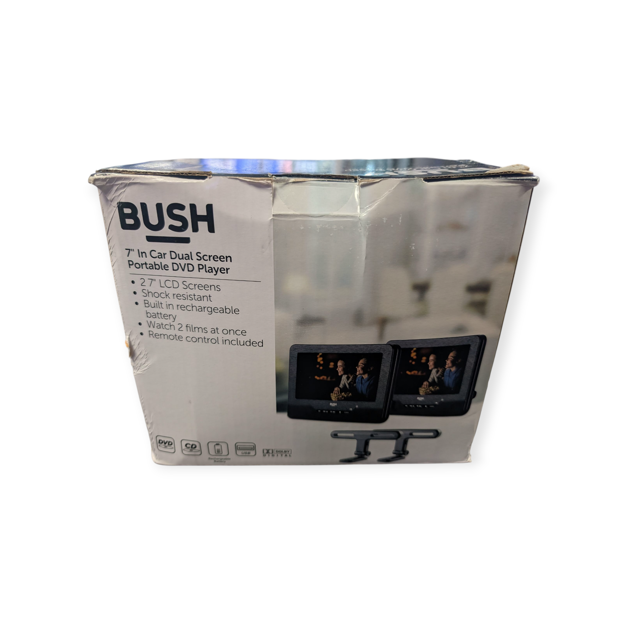 BUSH 7" DUAL IN CAR DVD PLAY BOXED (UNUSED)