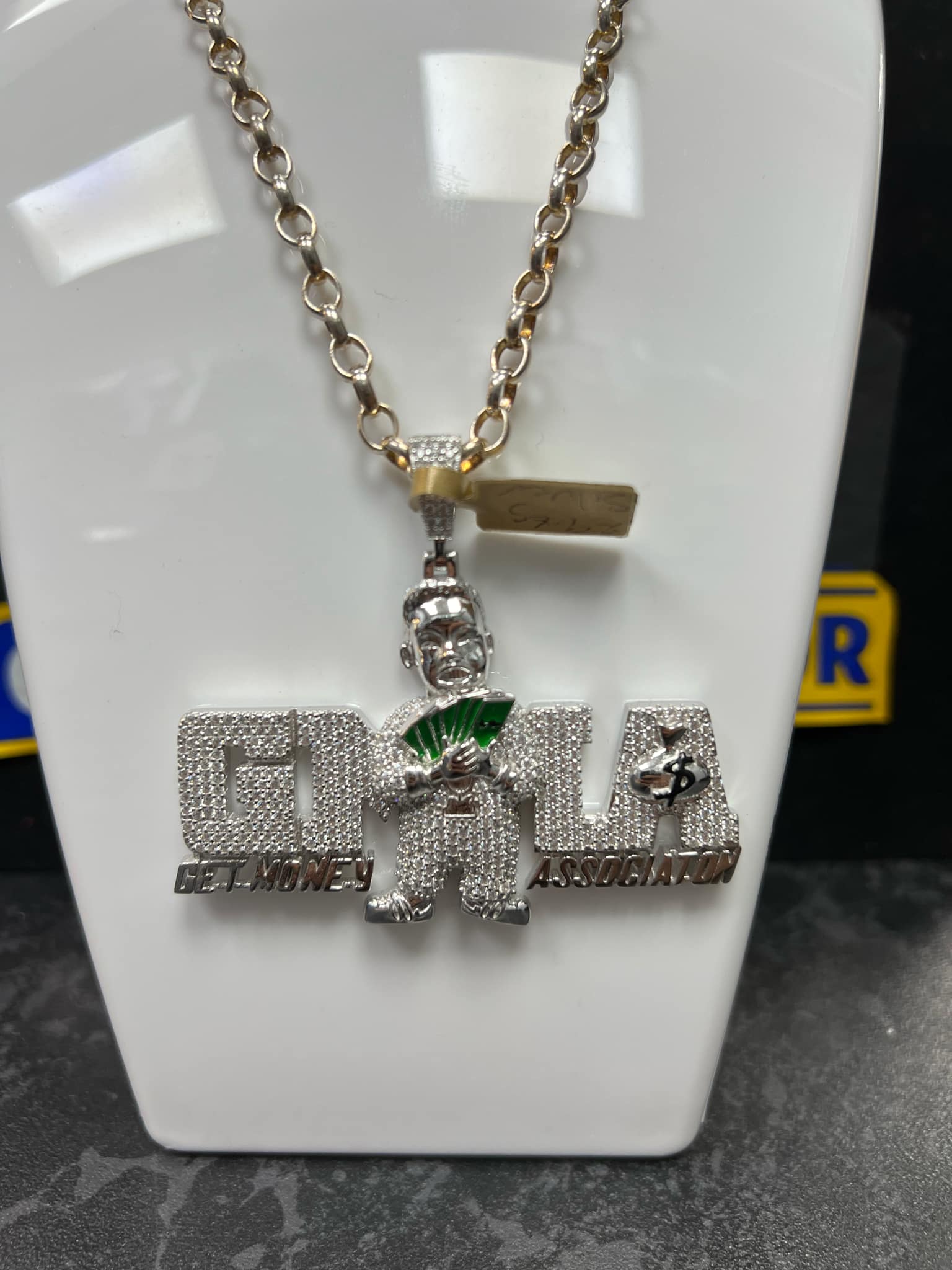 Silver Chain 18'', 14.4g and Get Money Pendant, 30.10g