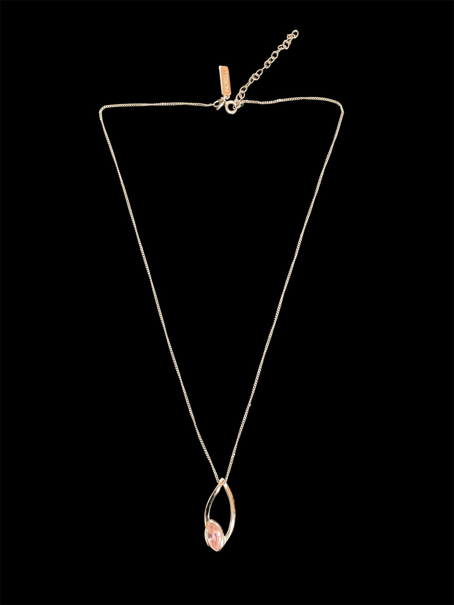 Fiorelli  Silver Pink Crystal Pendant & Chain.