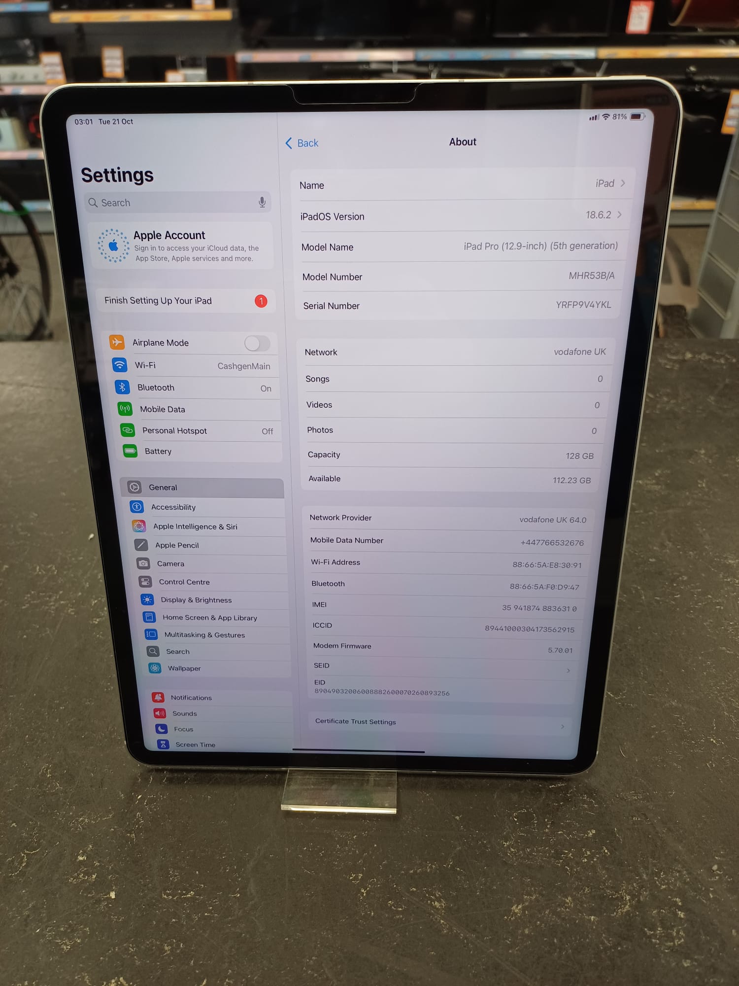 Apple iPad Pro 12.9" 5th Gen 128GB Cellular