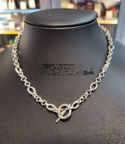 925 Silver Fancy Link T-bar chain - 16