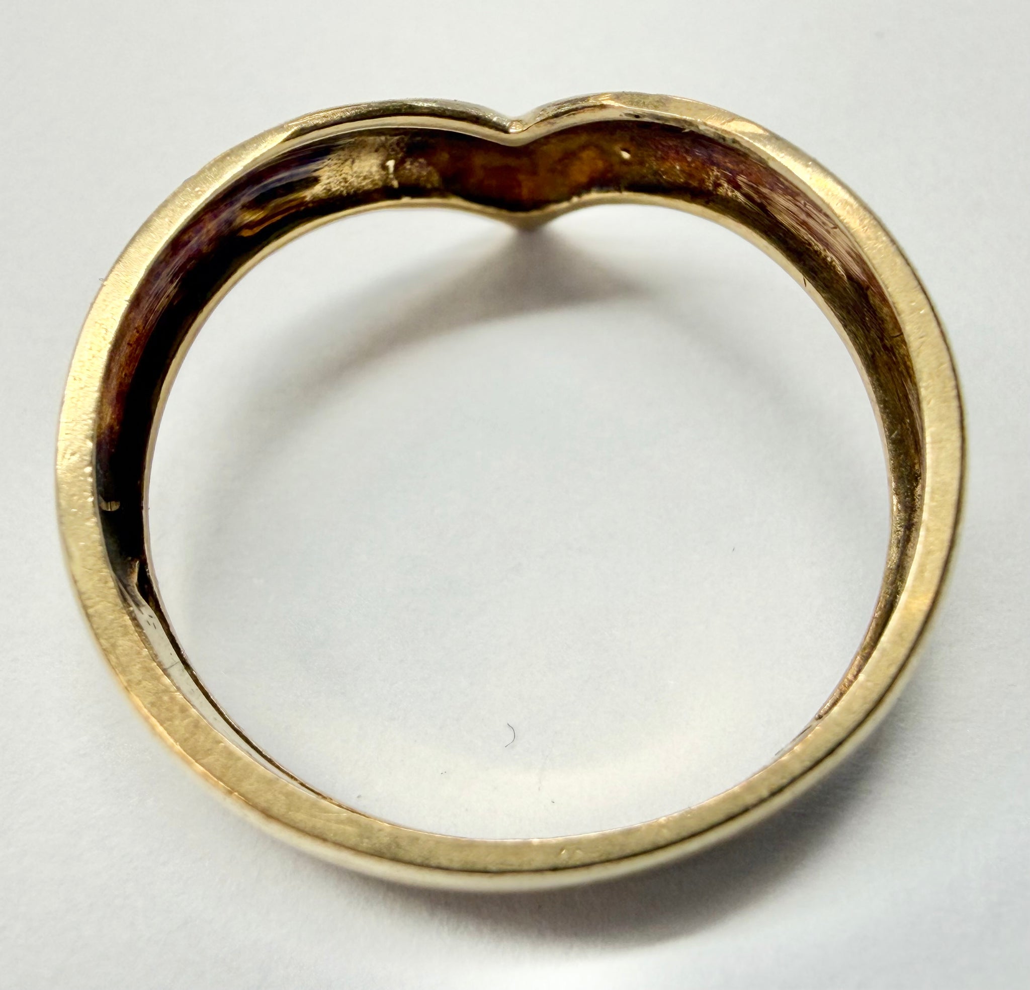 9ct gold wishbone ring size M 1/2