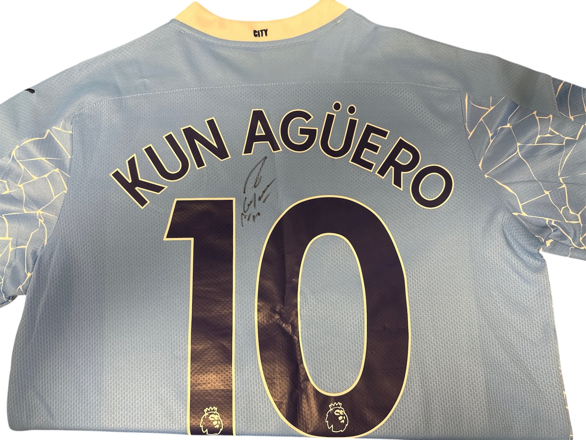 Sergio Kun Aguero Signed Manchester City Football Shirt With Proof