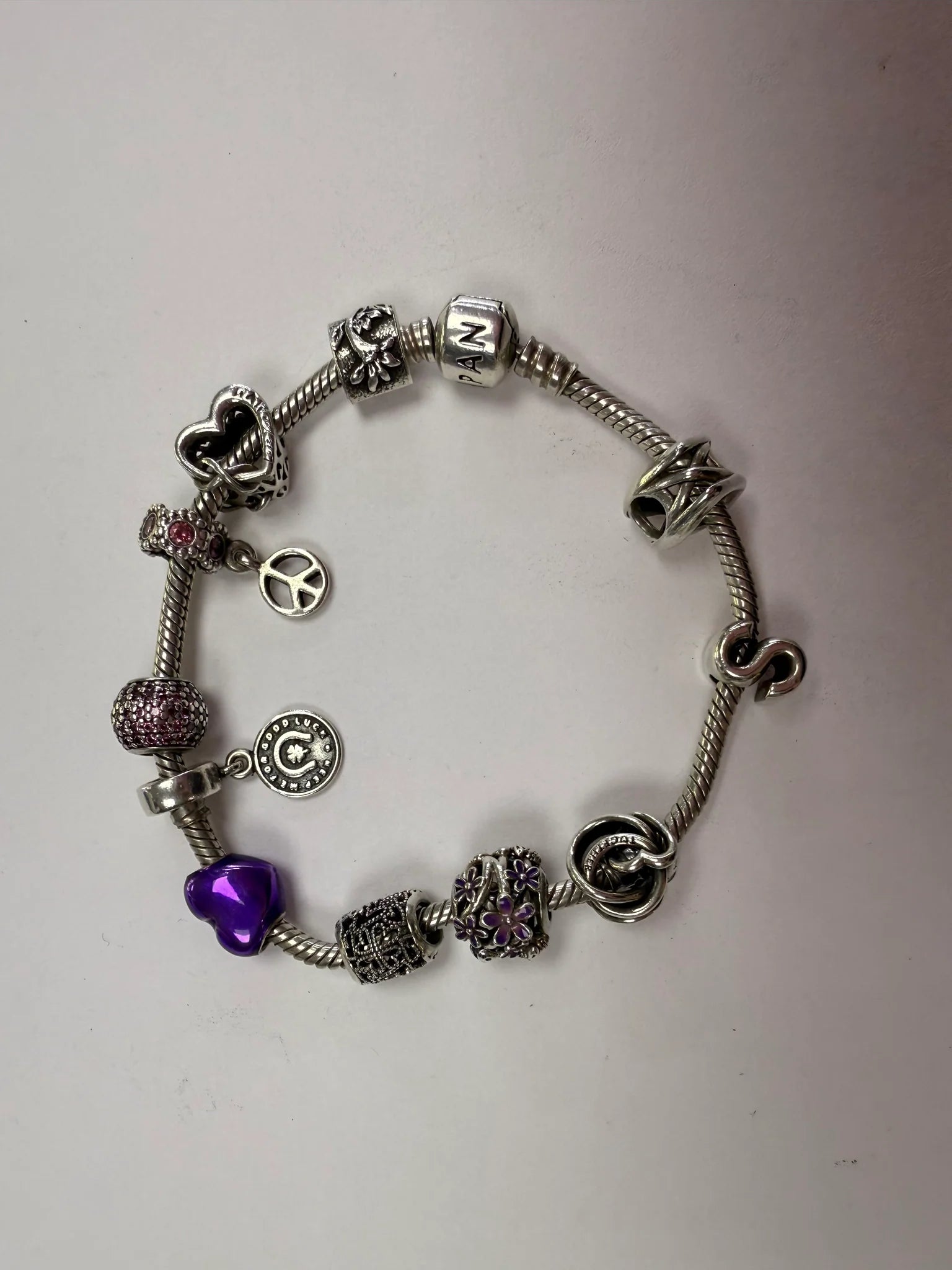 pandora snake bracelet & charms