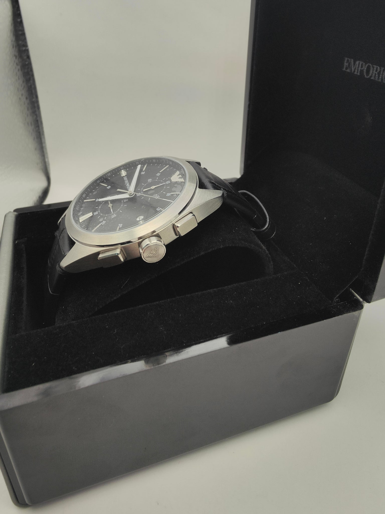 Emporio Armani Mens Claudio Black Dial Watch
