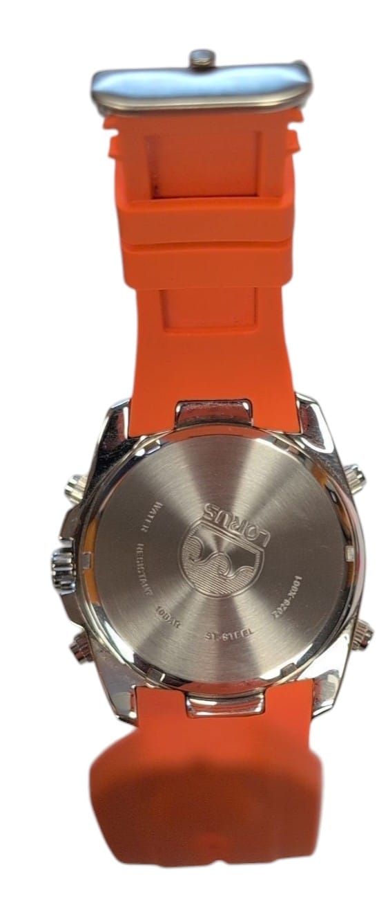 Lorus Z026-X001 Men's Watch Stainless Steel with Orange Silicone Strap "Collection Only"