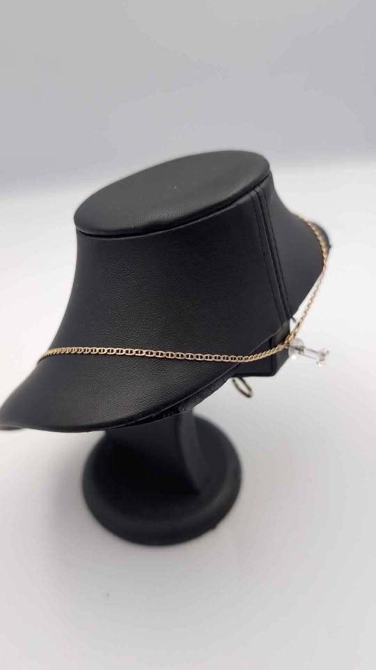 9ct Yellow Gold Anchor Mariner Chain Necklace With Special Mum Pendant - 18" Long - 3.81 Grams