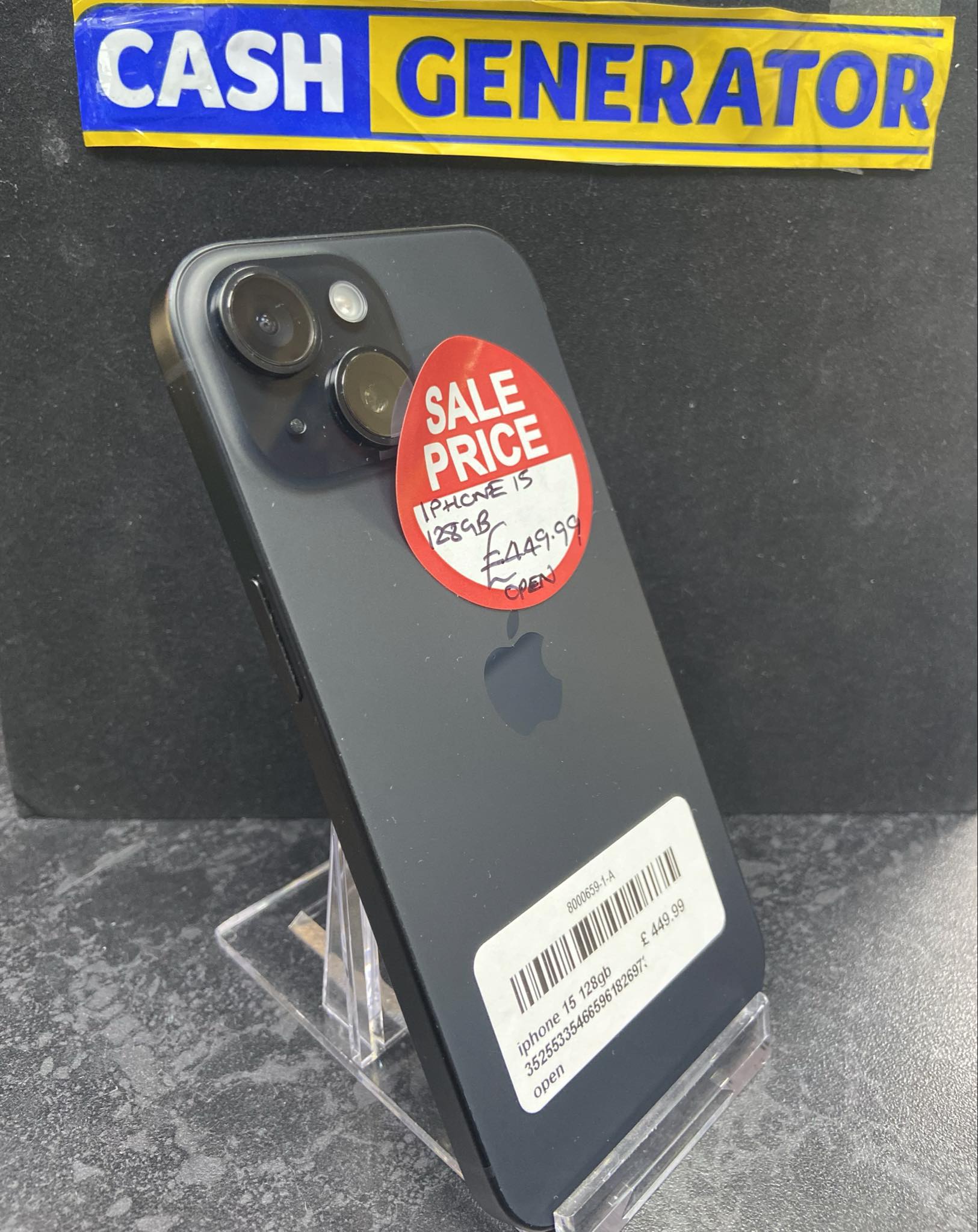 Apple iPhone 15 128GB Battery Health 100% - Black Titanium