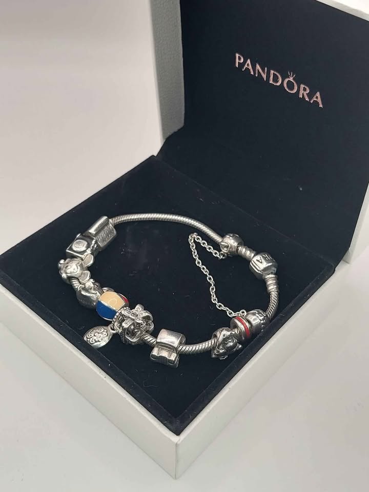 (925 ALE Hallmarked&Tested), Pandora Bracelet With 11 Charms