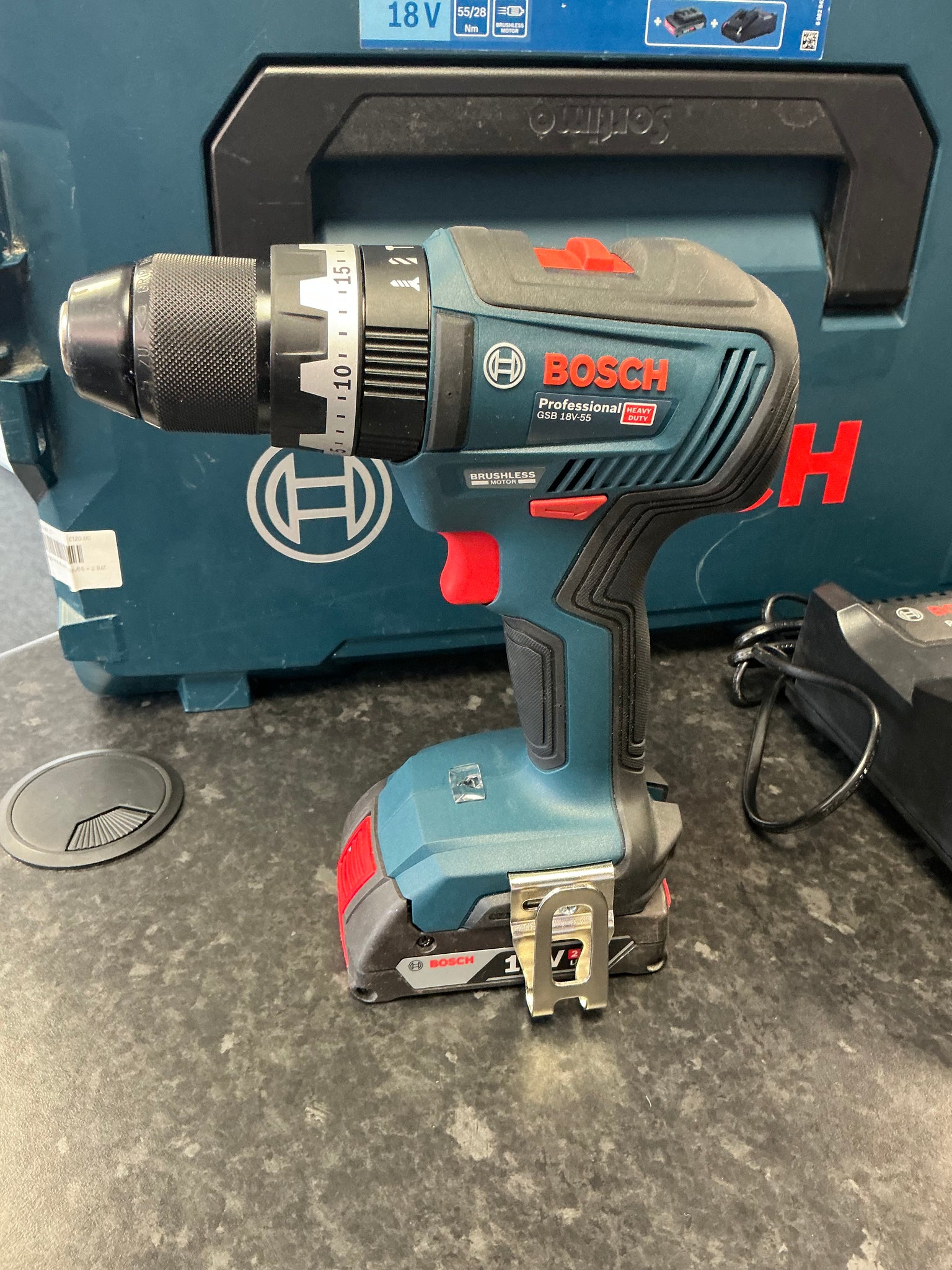 BOSCH PROFESSIONAL GSB 18V-55 Cordless impact drill / driver + 2 batteries