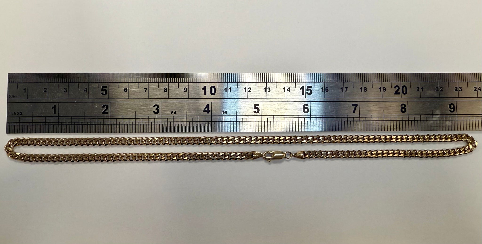 9ct Gold Solid Curb Chain 19”