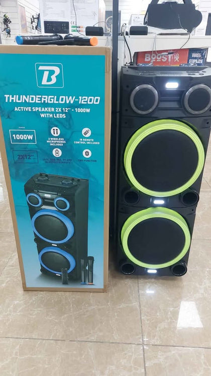 Thunder glow-1200 active speaker 1000w with LED lights & Bluetooth Boxed black **COLLECTION ONLY**