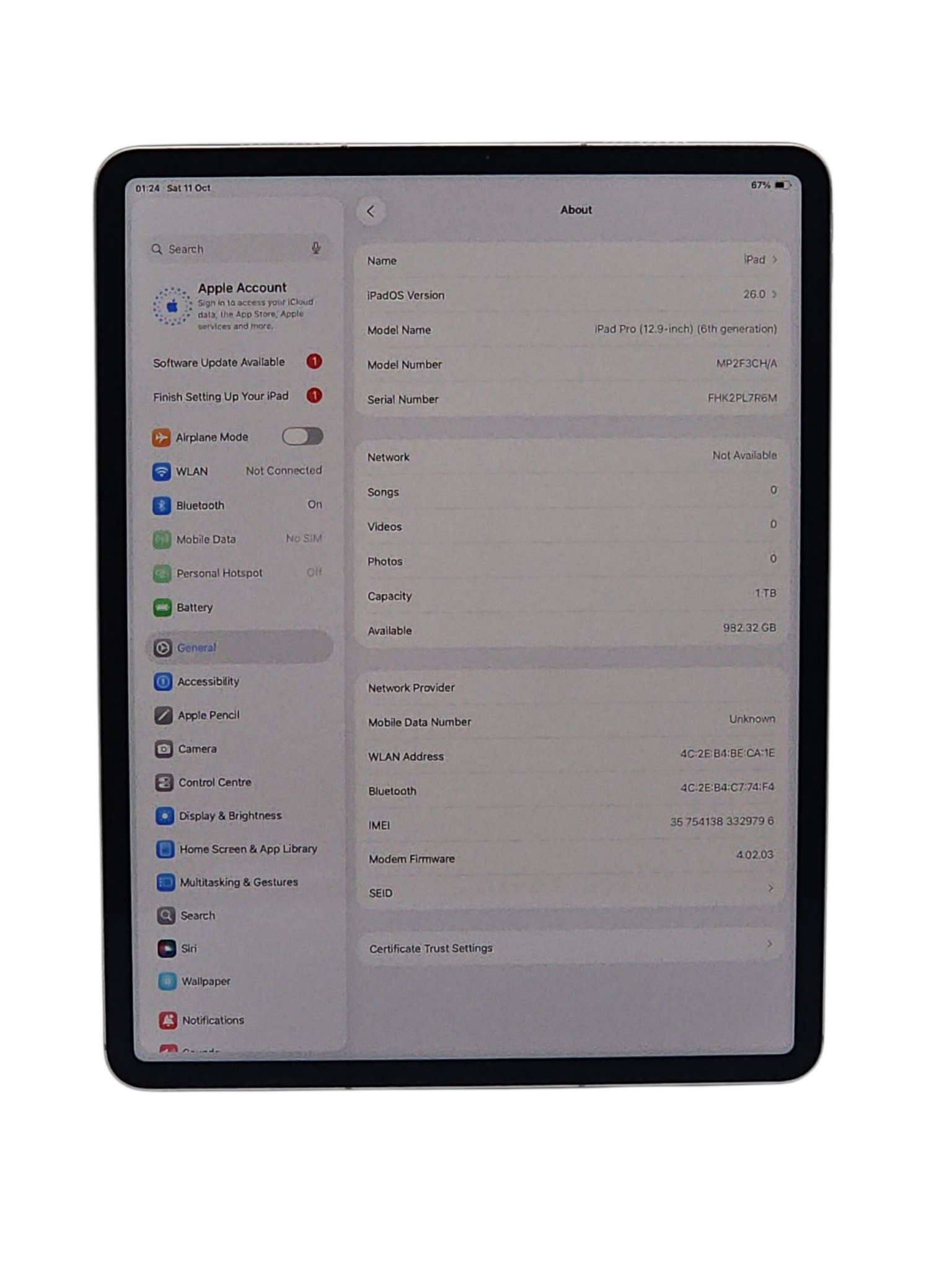 Apple iPad Pro 12.9" 1TB Space Grey