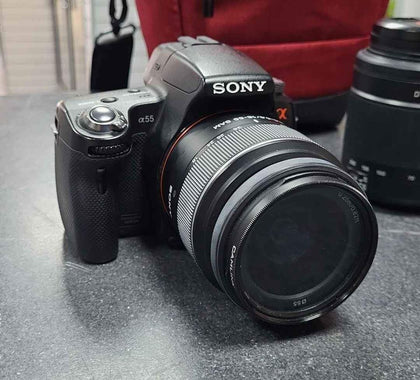 Sony Alpha 55 (SLT-A55V) 16.2MP Digital Camera with 2 x Lenses and carry case.