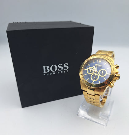 Hugo Boss 243.1.34 Ikon Men's gold/blue tone chronograph wrist watch in original box