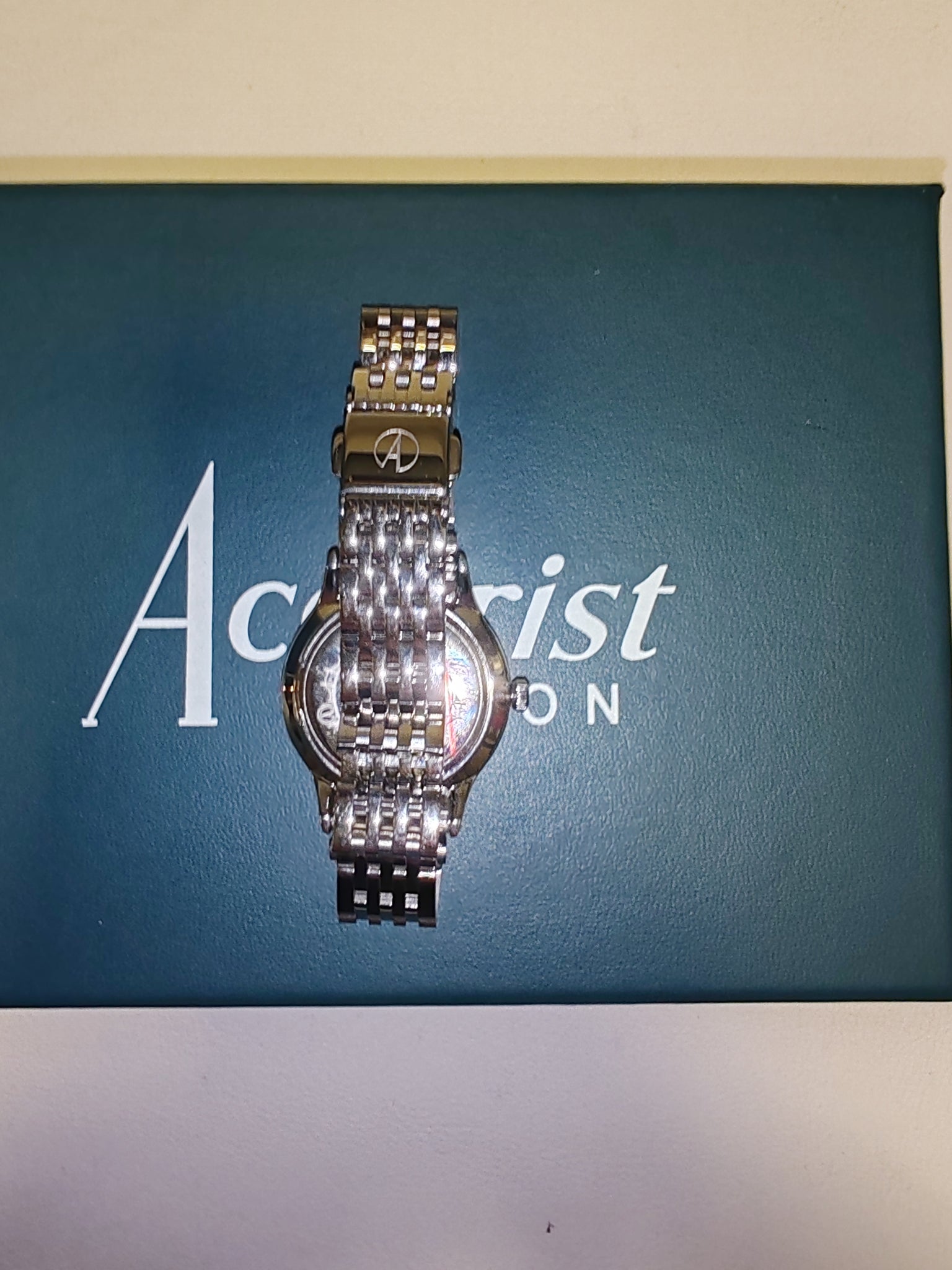 Accurist Dress Diamond Ladies Watch | Silver Stainless Steel Case & Bracelet with Burgundy Dial | 28mm