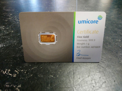 Umicore Stamped Gold Bar 1g