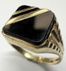 9ct yellow gold signet ring with black onyx stone size T