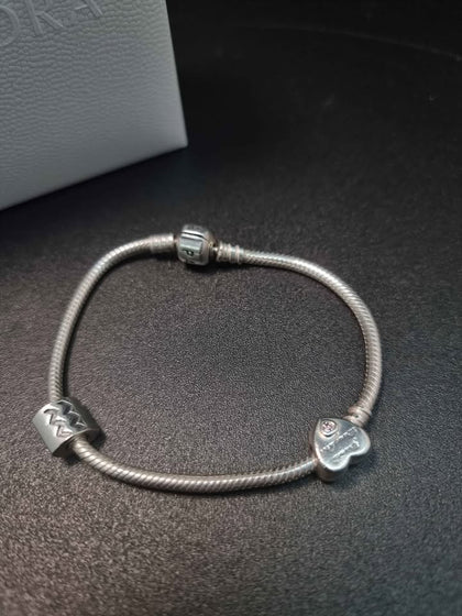 Pandora (ALE 925) Sterling Silver Charm Bracelet With 2x Charms (Granddaughter) - Boxed - 8