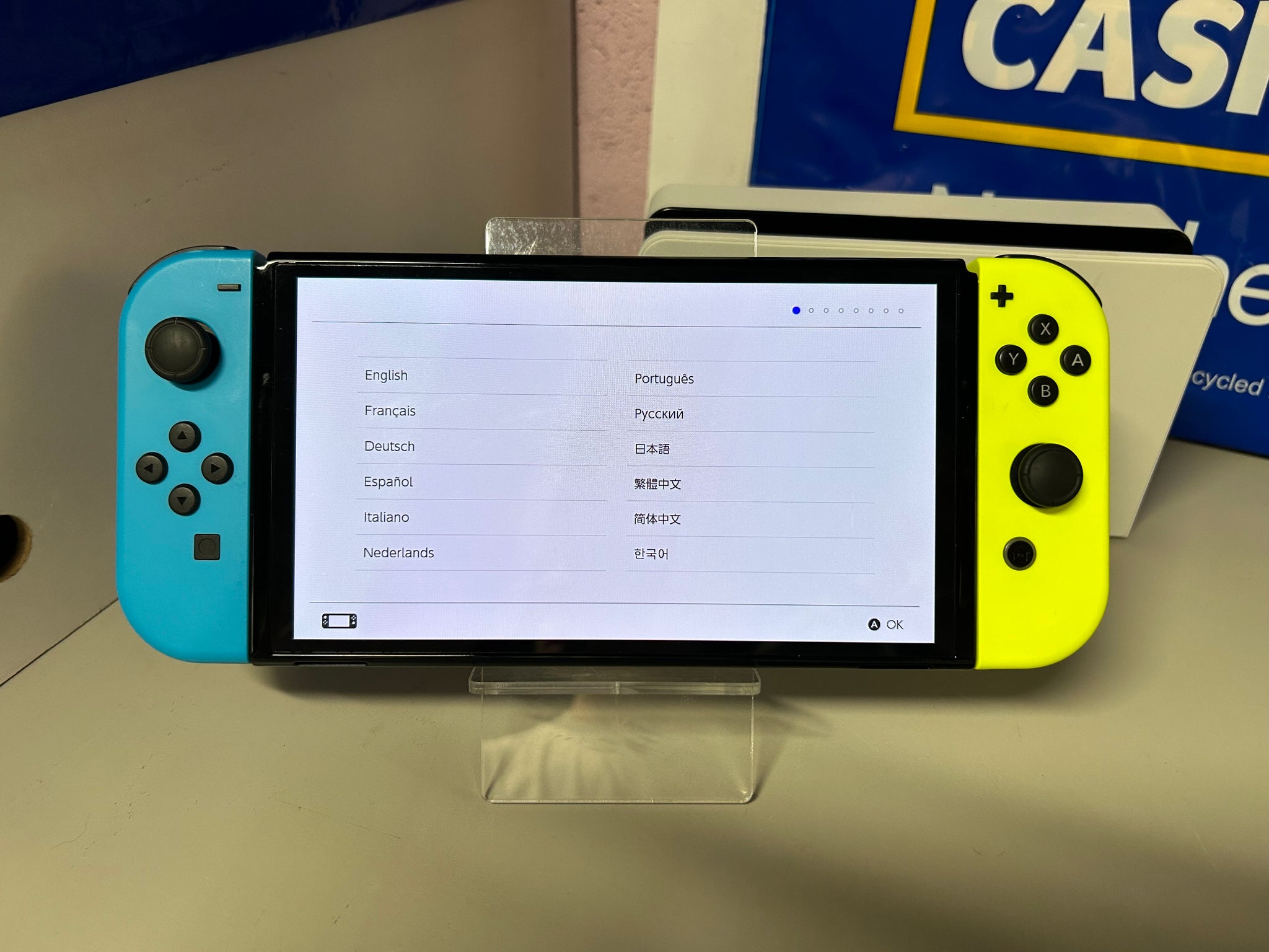 Switch Console, 64GB+128GB, OLED + Blue/Neon Yellow