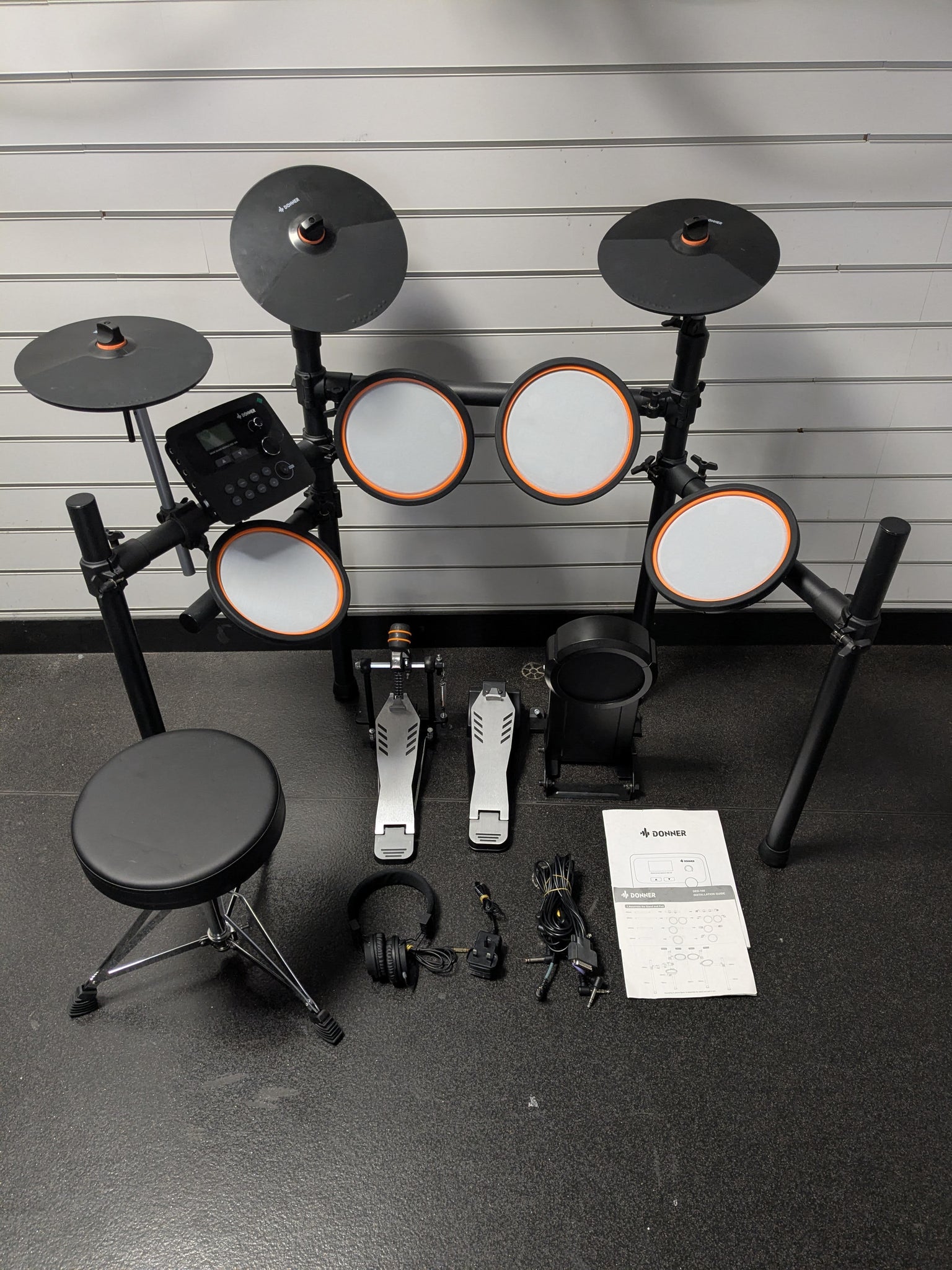 Donner DED-100 Electronic Drum Set, Eight Pieces Mesh Electric Drum Set