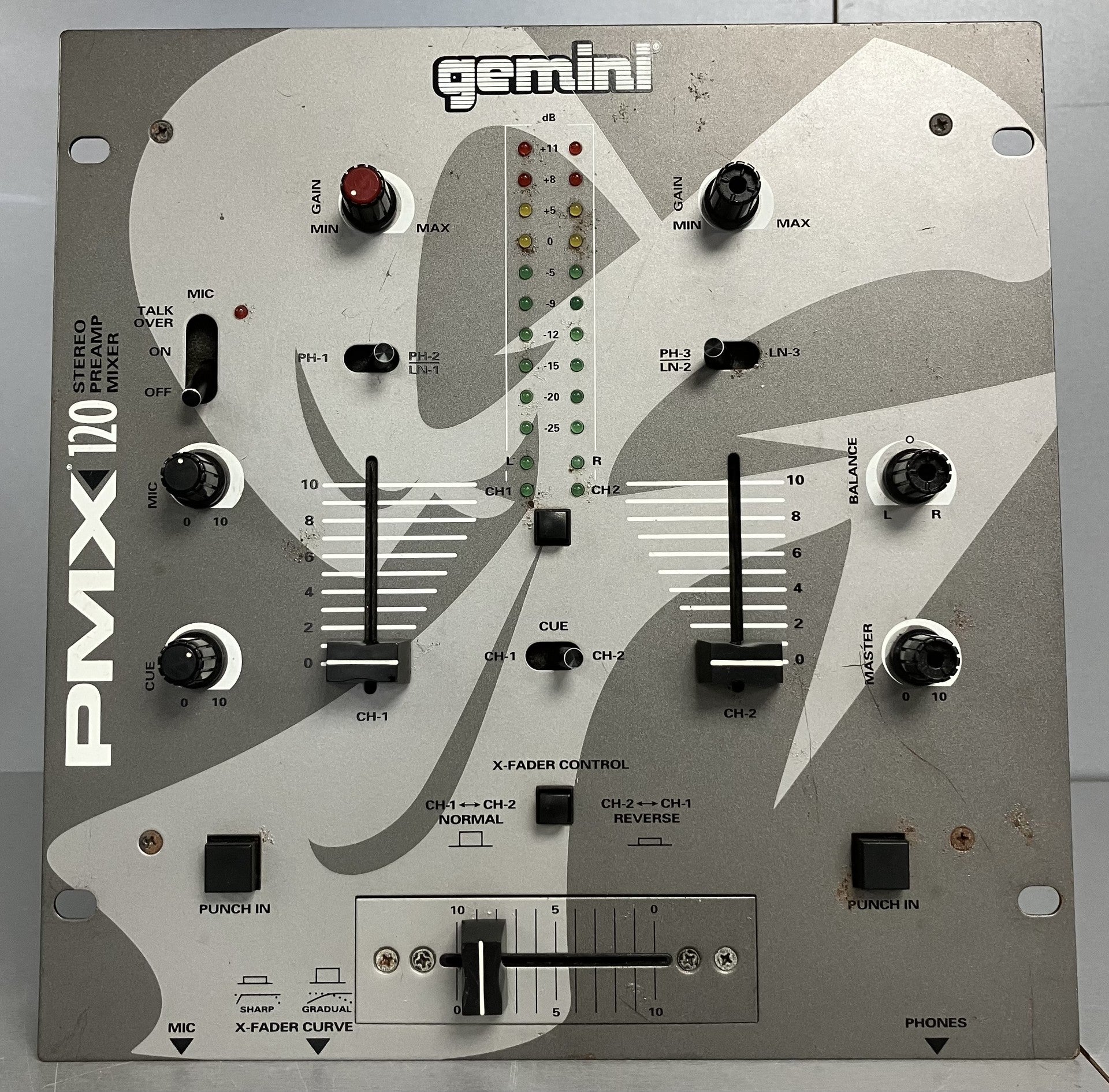 Gemini PMX-120 Stereo 2-Channel Preamp DJ Mixer ** Unboxed **