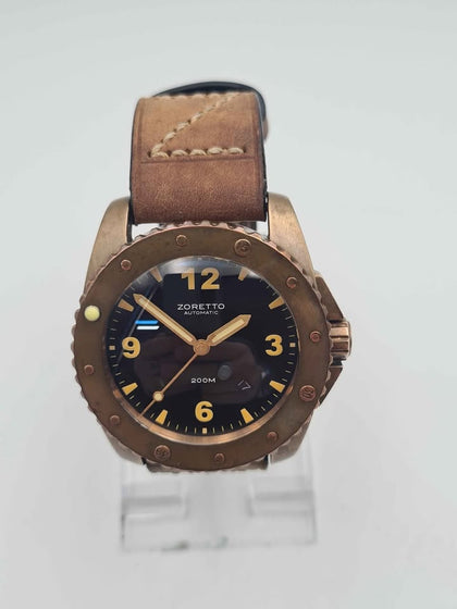 Zoretto Indy Bronze Mens Chunky Divers 200M Automatic Watch With Exhibition Caseback - Unboxed